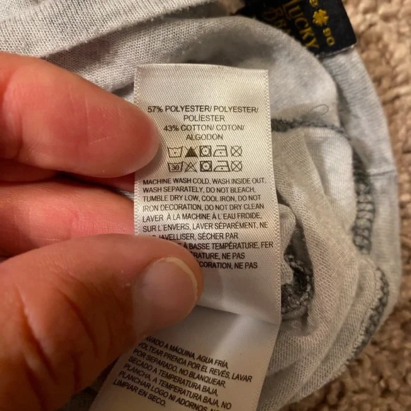 Lucky Brand Venice Burnout Adult Mens Size XL Polyester Cotton Gray Light Shirt - Picture 5 of 10